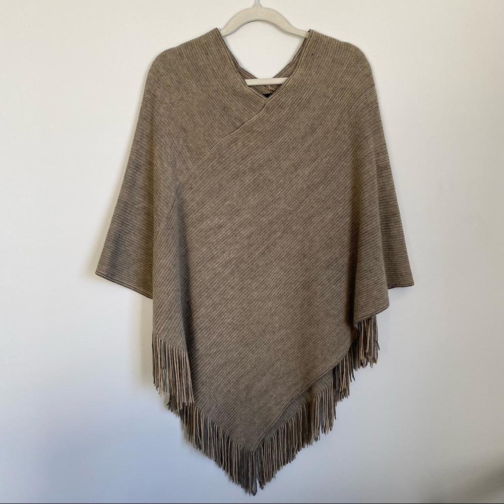 Steve Madden Fringe Poncho in Sand - OS